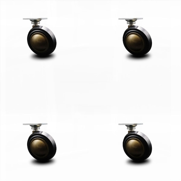 2.25 Inch Windsor Antique Soft Tread Ball Caster - Top Plate - SCC, 4PK